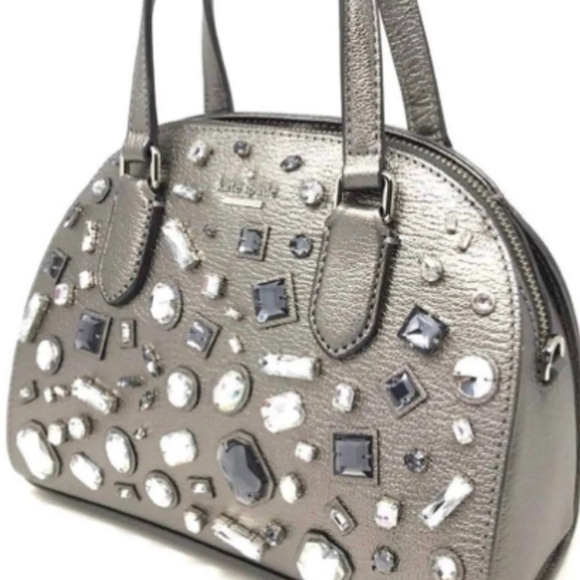kate spade New York Mini Riley Laurel Way Embellished Gunmetal Satchel Bag - Picture 4 of 6
